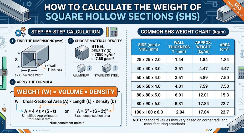 How to Calculate the Weight of Square Hollow Sections (Formula & Chart)